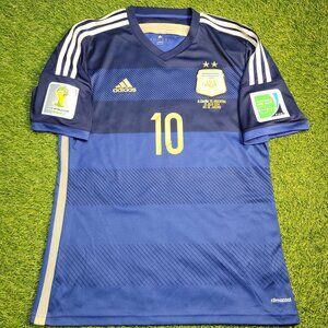 Messi Argentina 2014 WORLD CUP FINAL Away Soccer Jersey Shirt M SKU# G75187